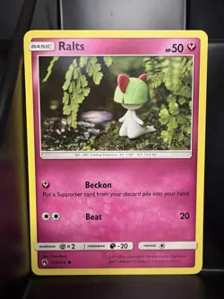 Ralts 139/214 Common Yuka Morii Clay Art NM - Lost Thunder Pokemon Card - Image 1