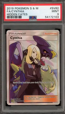 Pokemon Cynthia Hidden Fates Full Art #SV82 PSA 9 Mint - Image 1