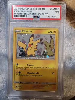 Pokemon Pikachu SM Black Star Promo SM162 Holo PSA 7 2019 - Image 1