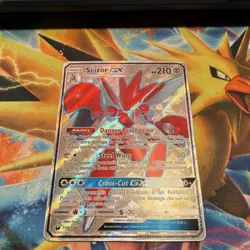Pokemon Scizor GX Full Art Ultra Rare Holo GX Near Mint Raw TCG Single - Image 1