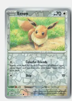 Eevee Reverse Holo 133/165 Common 151 Pokemon Near Mint - Image 1