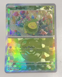 Pokemon Budew Master Ball Pattern 004/131 Prismatic Evolutions Holo TCG NM - Image 1