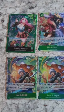 Bandai One Piece Card Game OP01 Holo Jewelry Bonney Kid Killer Law Bepo - Image 2