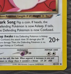 Dark Wigglytuff Neo Destiny 40/105 Unlimited Edition Regular Card MP - Image 4
