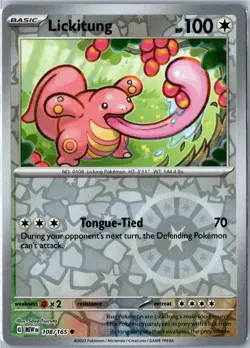Pokemon Card - Lickitung 108/165 SV: Scarlet & Violet 151 Common Reverse Holo NM - Image 1