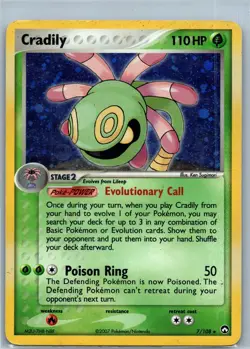 Cradily 7/108 Power Keepers Holo Pokemon TCG Card 2007 - Image 1