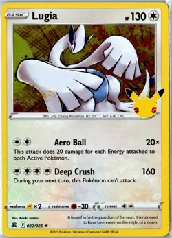 Pokemon Card - Lugia 022/025 - Celebrations Holo Rare Holo NM - Image 1