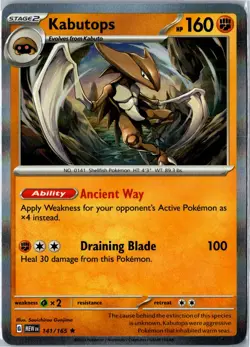 Pokemon Card - Kabutops 141/165 - SV: Scarlet & Violet 151 Rare Holo NM - Image 1