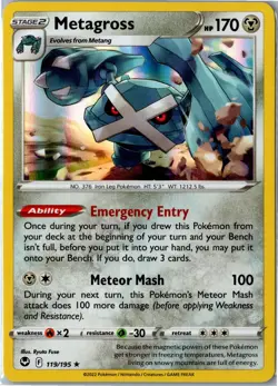 Pokemon Card - Metagross 119/195 Rare Holo SWSH12: Silver Tempest NM - Image 1