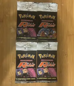 Pokemon Team Rocket Long Crimp Booster Pack Lot Of 4 - Image 1
