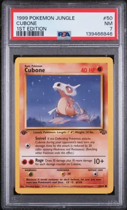 PSA Card NEAR MINT 7 1999 POKEMON JUNGLE 50 CUBONE 1ST EDITION - Image 1