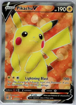 Pikachu V (Full Art) 157/172 SWSH09: Brilliant Stars - Pokemon Card - NM - Image 1