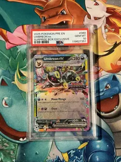 2025 Pokemon Prismatic Evolutions 60 Umbreon ex Surprise Box Stamp Promo PSA 10 - Image 1