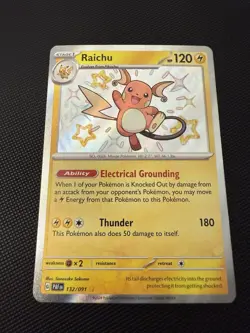 Raichu 132/091 Paldean Fates Baby Shiny Pokemon TCG - Image 1