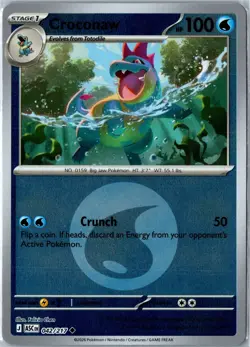 Pokemon Card - Croconaw 042/217 Uncommon Reverse Holo ME: Ascended Heroes NM - Image 1