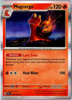 Pokemon Card - Magcargo 029/162 - SV05: Temporal Forces Rare Holo NM - Image 1