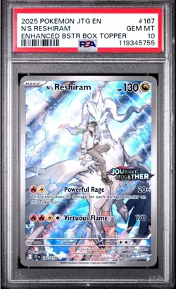 POKEMON PSA 10 2025 N's Reshiram 167/159 Journey Together Box Topper Promo - Image 1