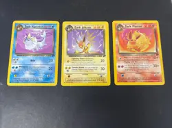 Dark Vaporeon 45/82 & Dark Jolteon 38/82 & Dark Flareon 35/82 Pokemon Cards Lot - Image 1