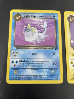 Dark Vaporeon 45/82 & Dark Jolteon 38/82 & Dark Flareon 35/82 Pokemon Cards Lot - Image 2