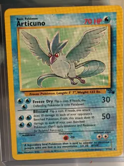 Articuno Fossil Non Holo Pokemon Card 17/62 Vintage Game freak 1999 Wizards Base - Image 1
