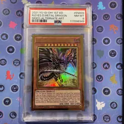 Yugioh Red-Eyes Darkness Metal Dragon MGED-EN009 Gold Rare 1st Alt Art PSA 8 - Image 1