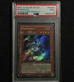 PSA 9 MINT Necroface GLAS-EN090 Secret Rare 1st Edition Yugioh - Image 1