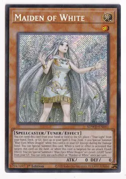 Yugioh Maiden of White SDWD-EN041 Secret Rare 1st Ed LP - Image 1