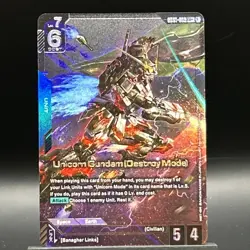 Gundam Card Game GCG - Unicorn Gundam (Destroy M) - GD01-002 LR+ - Alternate Art - Image 1