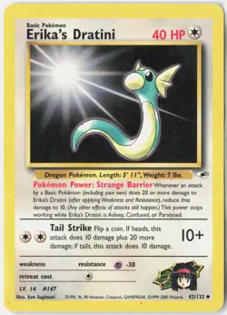 Erika's Dratini 42/132 Uncommon Gym Heroes Pokemon Unlimited LP/MP - Image 1