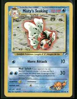 Misty's Seaking 55/132 Uncommon Gym Heroes Pokemon Lightly Played - Image 1