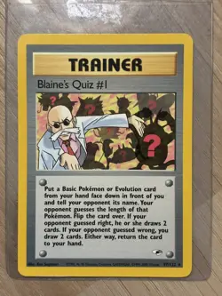 Pokemon Blaine's Quiz #1 97/132 Gym Heroes Rare Trainer Unlimited English Card - Image 1