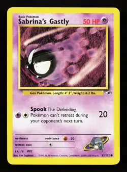 Sabrina's Gastly 93/132 Unlimited Common Gym Heroes Pokemon Card - Image 1