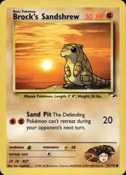 BROCK'S SANDSHREW 72/132 COMMON GYM HEROES POKEMON UNLIMITED LP - Image 1