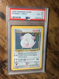 1999 POKEMON WOTC 🏥 BASE SET UNLIMITED #3 CHANSEY HOLO 🐣 PSA 4 - Image 2