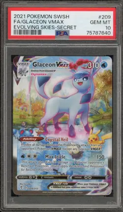 Pokemon Glaceon VMAX Evolving Skies Secret Rare Full Alt Art #209 PSA 10 - Image 1