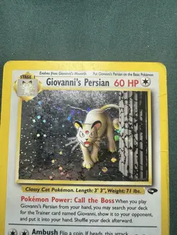 Pokemon TCG Giovanni's Persian 8/132 Gym Challenge Holo Rare Unlimited HP Swirl - Image 3
