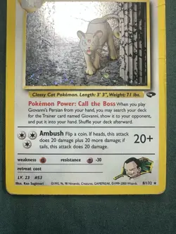 Pokemon TCG Giovanni's Persian 8/132 Gym Challenge Holo Rare Unlimited HP Swirl - Image 4