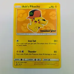 Pokemon TCG Ash's Pikachu SM110 Special Promo Card Near Mint - Image 1