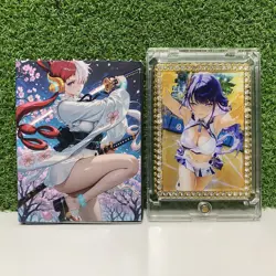 Goddess Story Diamond Metal Card White Flower Genshin Raiden Cheerleader 07/100 - Image 1