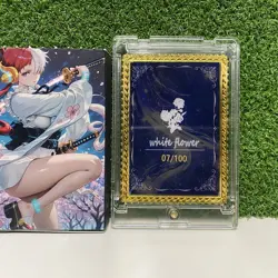 Goddess Story Diamond Metal Card White Flower Genshin Raiden Cheerleader 07/100 - Image 2