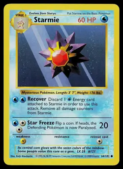 Pokemon Card - Starmie Base Set Shadowless 64/102 Common - Image 1