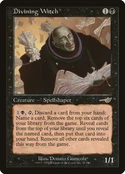 Divining Witch Nemesis HEAVILY PLD Black Rare MAGIC THE GATHERING CARD ABUGames - Image 1