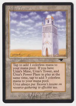Signed Urza's Tower (Plains) HP Antiquities Artist Mark Poole 1994 MTG Magic! - Image 1