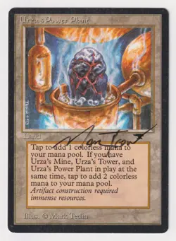 Miscut Signed Urza's Power Plant (Rock Pot) MP Antiquities Artist Mark Tedin MTG - Image 1