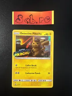 MINT Condition Detective Pikachu Holo Promo Stamped SM190 Pokemon Card - Image 1