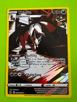 Pokemon TCG Thievul GG17/GG70 Crown Zenith: Galarian Gallery Ultra Rare LP - Image 1