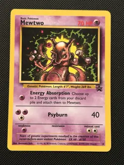 VINTAGE POKEMON BLACK STAR PROMO CARD - #14 MEWTWO (WOTC) VLP - Image 1