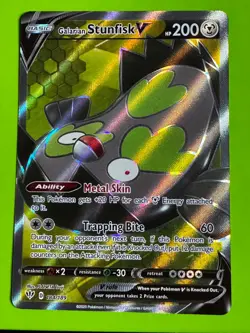 Pokemon TCG Galarian Stunfisk V (Full Art) 184/189 SWSH03: Darkness Ablaze NM - Image 1