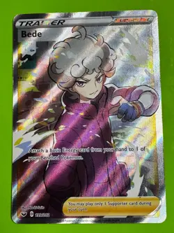 Pokemon TCG Bede 199/202 SWSH01: Sword & Shield Base Set Ultra Rare DMG - Image 1