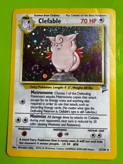 Pokemon TCG Clefable 005/130 Base Set 2 Holo Rare DMG - Image 1
